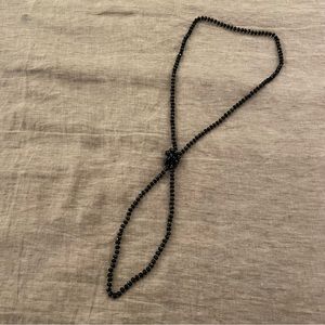 Black crystal long necklace